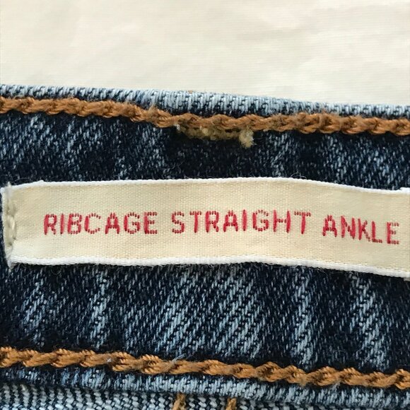 Levi's Ribcage Straight Ankle Jeans Women 27 Blue Button Fly Medium Wash Stretch - Picture 4 of 15